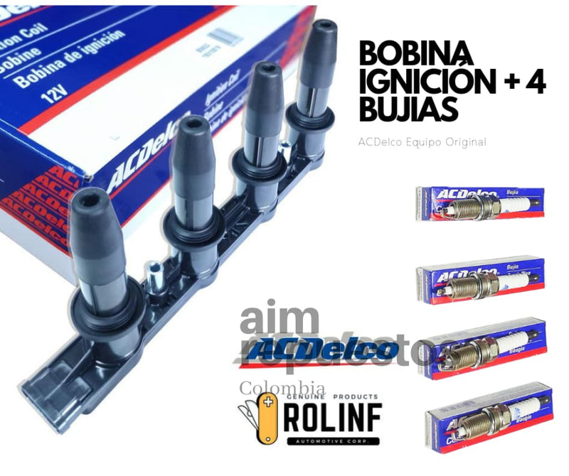 Bobina Chevrolet Sonic y Tracker + 4 Bujias acdelco - Aim Repuestos Colombia