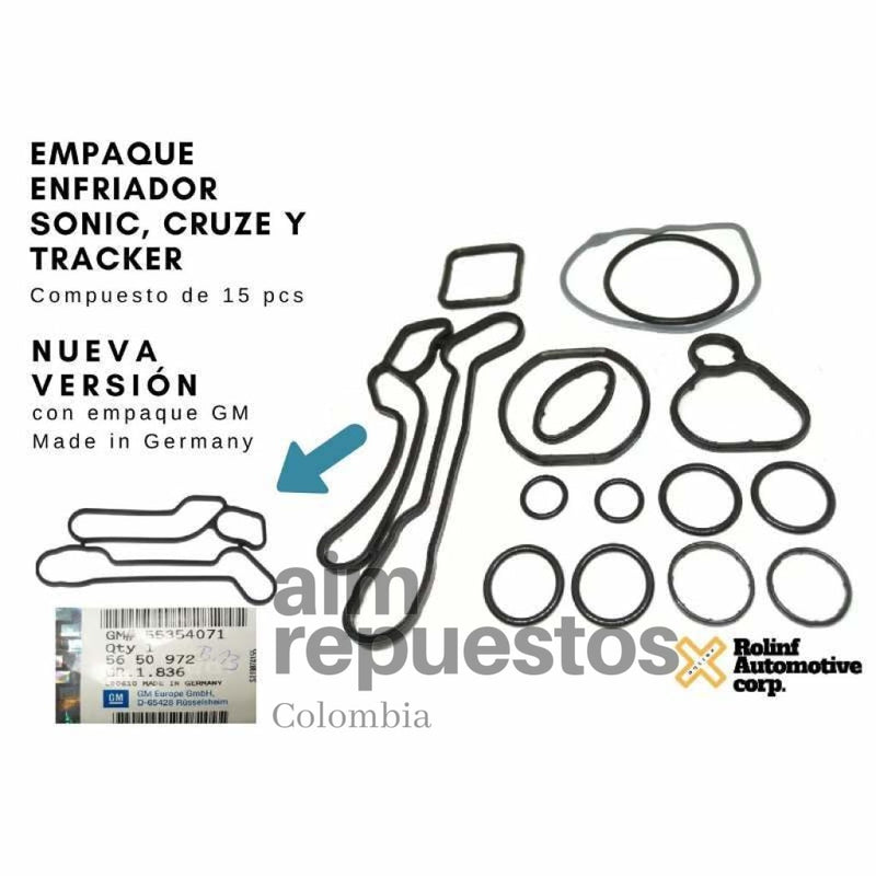 Empaque Enfriador Cruze, Tracker, Sonic (kit 15 Pcs) - Aim Repuestos Colombia