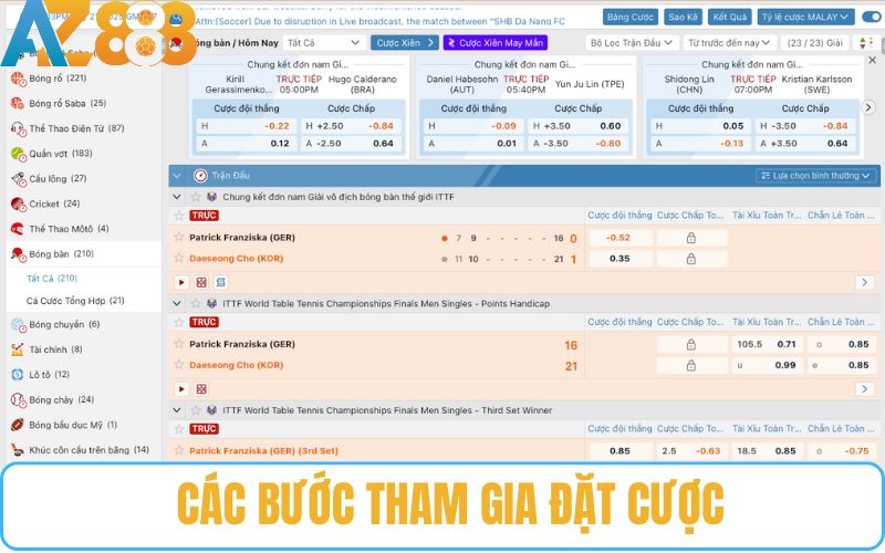 Hướng dẫn tham gia cá cược bóng bàn tại thể thao AZ888
